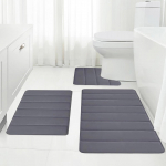 Memory Foam vannitoavaipade komplekt 3-osaline, libisemiskindlad eriti pehmed imavad vannimatid, masinpestavad ja kuivk&auml;imlamattide komplektid vannitoa p&otilde;randale One Size