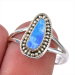 Looduslik Austraalia opaal v&auml;&auml;riskivi 925 tahke h&otilde;bedane s&otilde;rmus, suurus 8,5 o7H51