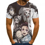 Demon Slayer 3D prindiga T-s&auml;rk meeste naiste suvemood vabaaja l&uuml;hikeste varrukatega unisex Harajuku t&auml;navar&otilde;ivad, suur T-s&auml;rk S valge