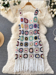 Vintage Tikand Suvised Kudumid Kleit Konkslill &Otilde;&otilde;nes Tassel Naiste Kitsas Kleit Streetwear Moodne Disain Uued R&otilde;ivad One Size valge