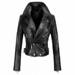 KUUM Naiste Must Biker Mootorratta Slim Fit Ehtne Lambanahast Nahkjakk S must