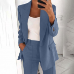Women's Spring Fashion Polo Senior Slim Lapel Cardigan Temperament Suit Jacket Set Plus Size M