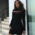 Moodne kootud pikkade varrukatega &otilde;&otilde;nsate varrukatega l&uuml;hike kleit, talv 2023 Seksikas &otilde;huke villane kleit naistele, vabaaja naiste kleit 30173 M orion i v&auml;rv