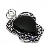 Black Onyx Gemstone Handmade 925 Sterling Silver Jewelry Pendant 2.40 j7z57