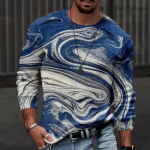 Meeste kevad-/s&uuml;gismood 3D-tr&uuml;kiga t&auml;nava isikup&auml;ra tr&uuml;kiga T-s&auml;rk Fun Creative O kraega pikkade varrukatega hingav top 6xl S