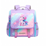 Uus moodne koomiksiprintsess Unicorn koolikott Unisex algklasside raamatukott 1.-3.-6. klassile Integreeritud t&auml;ielikult avanev koormust v&auml;hendav horisontaalseljakott lilla