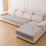 Flanell diivanipadi Four Seasons &Uuml;ldine libisemisvastane paksendatud elutoa diivani seljatoe kate Moodne pl&uuml;&uuml;s istmepadi 90x90cm 1pcs helehall v&auml;rv