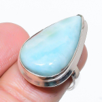 Natural Caribbean Larimar Gemstone 925 Sterling Silver Gift Ring Size 8 c9e38