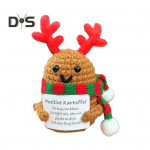 Positiivne j&otilde;uluheegeldatud nukk julgustava kaardiga emotsionaalse toega K&auml;sitsi valmistatud kudumine j&otilde;uluvana m&uuml;ts kartulihapukurgi kaunistus ornament stressi leevendamine D