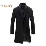 Villane mantel pidulik &uuml;likond krae pikkade varrukatega keskmise pikkusega meeste jope &uuml;hev&auml;rviline &uuml;herealine kontoririided XXXXL must