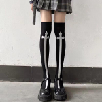 Subkultuur Klassikaline Lolita Must Gooti Armsad Sukad Reie K&otilde;rged Jaapani T&uuml;drukud Gooti Punk Retro &Auml;mblikv&otilde;rk Kolju Nahkhiire pikad sokid One Size