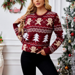 GMXIA Gingerbread Man Jacquard pikkade varrukatega kampsun Pullover Casual top j&otilde;ulukampsun S