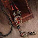 GemChic naiste uus vintage etniline &otilde;&otilde;nessulamist lilledega ripats pikk kaelakee reguleeritav kett Mood S&uuml;nnip&auml;eva j&otilde;uluehted Kingitus