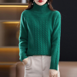 Naiste ka&scaron;miir kampsun Qinghe ka&scaron;miir 30% ka&scaron;miir 70% vill s&uuml;gis-talvine ka&scaron;miir paks pullover pehme ja soe XL roheline