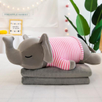 Multifunktsionaalne koomiksipadi ja -pleed: Hubane uinakitekk ja diivanipadi kingitus Striped Elephant roosa