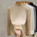 Poolk&otilde;rge kraega soe fliisist pusa kampsun naistele s&uuml;giseks ja talveks, paks kootud kampsun, &uuml;hev&auml;rviline p&otilde;hi, pikkade varrukatega, vabaaja naiste kudumid 24951 One Size