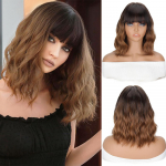 MISSQUEEN S&uuml;nteetiline L&uuml;hike Laineline Tukkidega Parukas Parukad &Otilde;lgadeni Bob Lokkis Parukad Naturaalse V&auml;limusega Kuumuskindlad Kiudjuuksed Naistele 30CM
