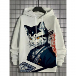 Armas kassi graafikaga kapuutsiga pusa meestele Naljakas loom 3D-prindiga Pikkade varrukatega Pullover Vaba kapuutsiga pusa Laste dressipluus Unisex t&auml;navamood XS