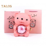 S&auml;ilitatud Rose Hug Bear kinkekarp k&auml;ekotiga igavese lillega p&ouml;&ouml;rleva karu ehtehoidja naistele s&otilde;brap&auml;eva juubeliks 1 Set helesinine v&auml;rv