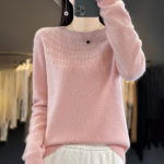 Naiste ka&scaron;miirist sviiter Qinghe ka&scaron;miir 30% ka&scaron;miir 70% vill Naiste s&uuml;gis- ja talvine ka&scaron;miirist pullover pehme ja soe L roosa