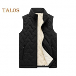 Meeste vestiga krae varrukateta paksendatud sametvoodriga vest taskutega &Uuml;hev&auml;rviline t&otilde;mblukuga plekiga puuvillane vest L khaki