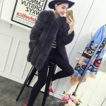 Naiste soe Faux Fox karusnaha mantel Pikk talvekarusnahast jope Naiste elegantsed &uuml;ler&otilde;ivad XL tumehall v&auml;rv