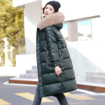 Naiste s&uuml;gis- ja talvised puuvillase polsterdatud r&otilde;ivad, keskmise pikkusega avara sulejope, paksendatud puuvillase polsterdatud jope kapuutsiga &uuml;hev&auml;rviline mantel S pruun