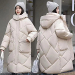 Moodne Paks Soe Naiste Parka Korea Stiilis Talvejope Talvine Pikk Naiste Mantel Pealisr&otilde;ivas Kapuutsiga XS valge