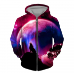 Meeste lukuga kapuuts Wolf 3D prinditud lukuga kapuuts meeste pullover mood vabaaja kampsun street Harajuku Riietus Kevad ja s&uuml;gis XL