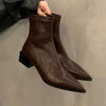 Tursked poolsaapad, naiste terava varbaga keskmise kontsaga kingad, naiste 2024. aasta trend, talvel uus Goth Chelsea Snow Botas Mujer mootorrattasaapad 35 must