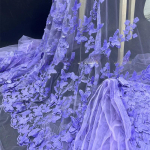 3D k&auml;sitsi tikitud riie pulmakanga jaoks Liblikad tikandid kangas DIY kleidi jaoks Vees lahustuv v&otilde;rk tikandiga pits 75x100cm