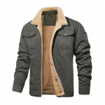 Meeste puuvillane jope rev, pikkade varrukatega n&ouml;&ouml;bid, paksendatud sametvooder, mantel &uuml;hev&auml;rviline, kaks k&uuml;ljetaskut, talvised &uuml;ler&otilde;ivad L hall