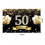 50. pulmaaastap&auml;eva kaunistus Must Kuldne 50. aastap&auml;eva B&auml;nner Taust Happy 50th Anniversary Peokujundus 110x180cm