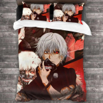 Tokyo Ghoul Voodipesukomplekt &Uuml;he-, Kahe-, T&auml;is-, Kuninganna-, Kuninga suuruses Voodikomplekt Teismelise Magamistuba Tekikoti Komplektid 3D Prindiga Anime MehedNaised EU Single 135x200cm black