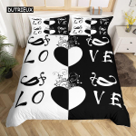 Paaridele Kaasaegne Tekikott Queen 220x240 260x240 Kroon Voodipesukomplekt Must Valge Voodikate Kahele Voodile 2 tk T&auml;iskasvanute Magamistoakomplekt EU single(135x200cm) black