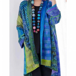 Vintage Puuvillane Linane Lahtine Etnilise Stiiliga Tr&uuml;kiga Kootud Kampsun Suur Suurus Pikkade Varrukatega Mantel S&uuml;gis Talv Retro Naiste Kampsun XXXXXL sinine