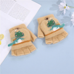 S&uuml;gis Uued Laste Klappkindad Keskealiste Laste Multifilm Dinosaurus Kootud Paksendatud Samet Pool-s&otilde;rmega Kindad Meestele ja Naistele One Size