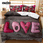 Festivali tekikottide komplekt Yst&auml;v&auml;np&auml;iv&auml; prinditud voodipesukomplekt, romantiline pol&uuml;estrist tekikott armastajale, t&auml;issuuruses kuninganna EU single(135x200cm)