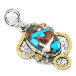 Spiny Oyster 925 Sterling Silver Jewelry Two Tone Pendant 2.29 z3m06