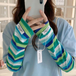 1paar Summer Stripe j&auml;&auml;k&auml;evarruka Trend pikad lahtised jahutusvarrukad p&auml;ikesekaitse hingav s&otilde;iduspordi k&auml;ekate as the picture