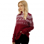 Yousheng Naiste J&otilde;ulukampsun K&otilde;rge Kraega Pikkade Varrukatega Žakaarmustriline Lumekristallitr&uuml;kiga Kudumistopp Vaba L&otilde;ikega Kudumid S tumesinine v&auml;rv