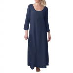 Naiste mood vabaaja puuvillane linane kleit &Uuml;hev&auml;rviline pikkade varrukatega kleit XXXL roheline