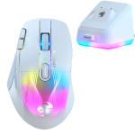 ROCCAT M&auml;ngurihiir Kone XP Air Juhtmevaba Saksa Disain 2,4 GHz/Bluetooth Valge/Valge Optiline/19K/Optiline/Mitmenupiline/99g/Laadimisdokk/4D