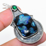 Dichroic Glass, Diopside 925 Sterling Silver Jewelry Pendant 2.21 v1o09