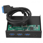 3-pordiline USB3.0 + 1-port USB3.1 t&uuml;&uuml;pi C liidese sulamist laienduskaardi paneel, must