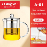 KAMJOVE Klaasist teekann filtriga 350/500ml Kuumakindel K&otilde;rge boorsilikaatklaasist teekann Toiduga kokkupuutuv 304 roostevabast terasest filter
