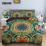 Etniline boheemlaslik mandala tekikate King Queen Euroopa lilled Vanaaegne voodipesukomplekt Geomeetriline retrostiil Pol&uuml;ester tekikate EU single(135x200cm)
