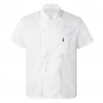 Unisex peakoka mantel Klassikaline l&uuml;hikeste varrukatega peakoka jakk Restorani toiduvalmistamisvorm XXXXL valge