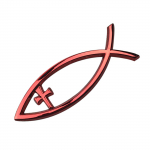 Jesus Ichthys Fishi autokleebised isekleepuvad disainilahendused religioossed autoakna kleebised Windowsi s&uuml;learvutitele ja pagasi jaoks vastupidavad punane