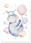 Plakat obrazki dla dziecka hipopotam zwierzęta 21x29,7 cm A4